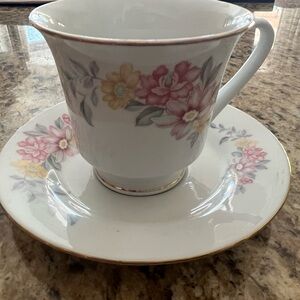 Floral Porcelain Teacup and Saucer Set